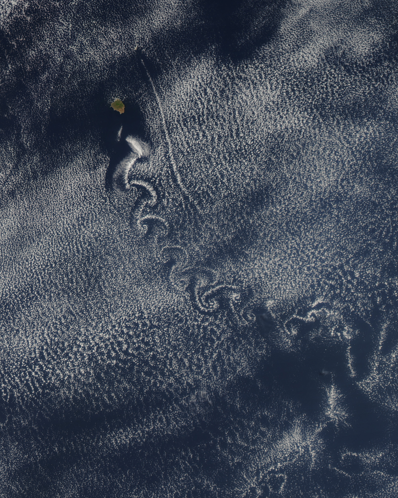 Illustration for article titled These Trippy Spirals Are an Island's Atmospheric Exhaust